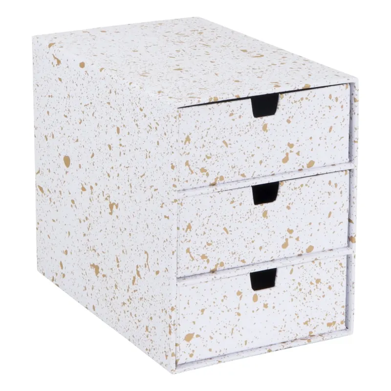 Organizer z 3 szufladkami w biało-złotym kolorze Bigso Box of Sweden Ingrid