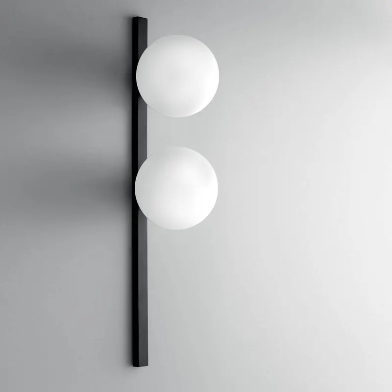 Lampa ścienna Enoire, wysokość 60 cm, czarny, metal/szkło, 2-punktowa
