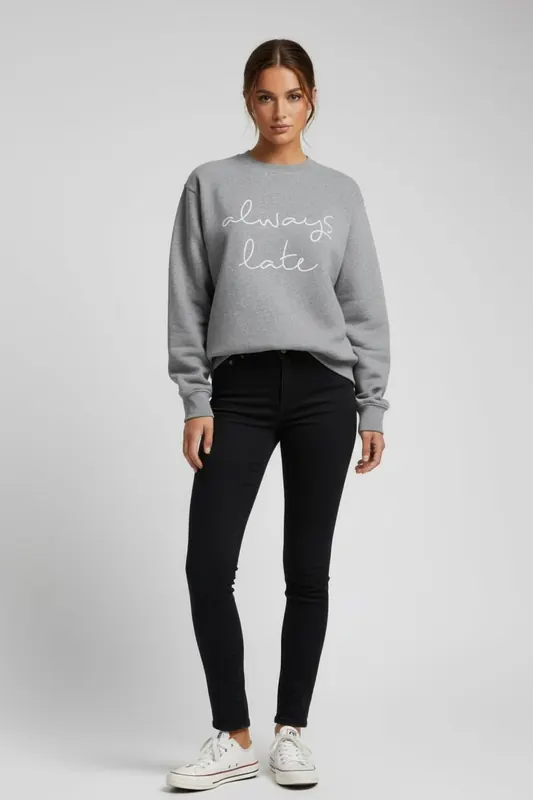 Catwalk Junkie Always Late Sweater Grey Melange Maat: 36 | Sweaters Outlet | Dames | Grijs