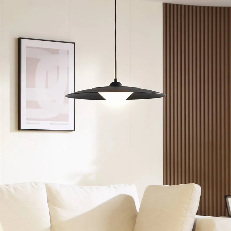 Żyrandol LED Lucande Foco, czarna, metalowa, Ø 50 cm