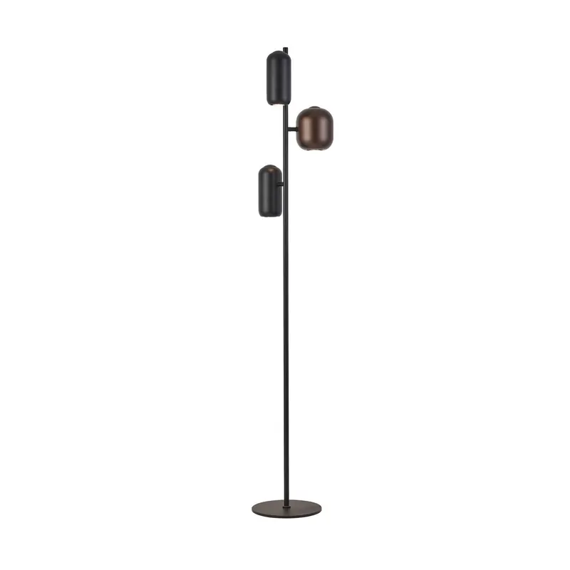 Lampa podłogowa Jane, wysokość 147 cm, czarna/brązowa/zielona, 3-punktowa.