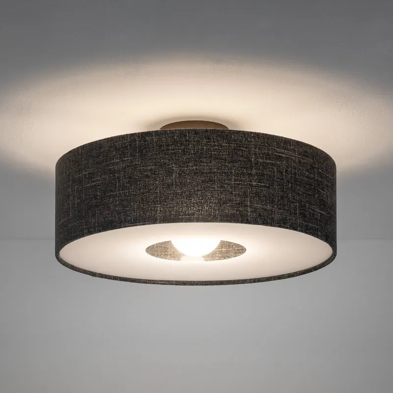Lampa sufitowa Amarela M, czarna melanżowa, tekstylna, E27
