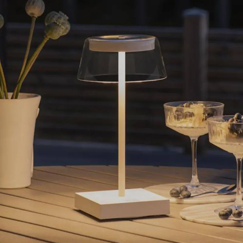 Lampa stołowa LED Scilla z USB, biała