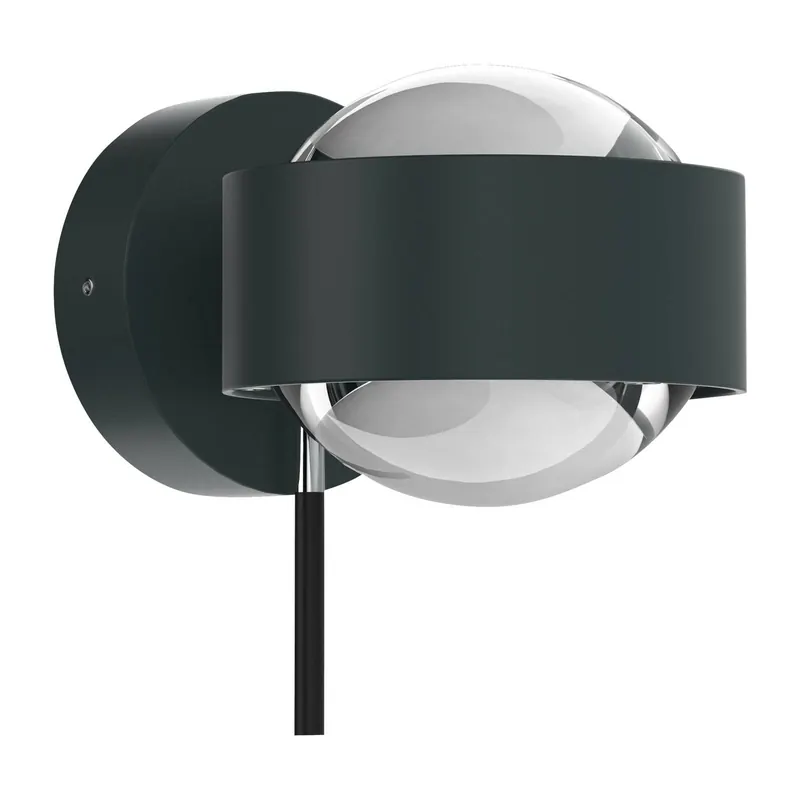 Puk Mini Wall+ LED, przezroczyste soczewki, antracyt/chrom