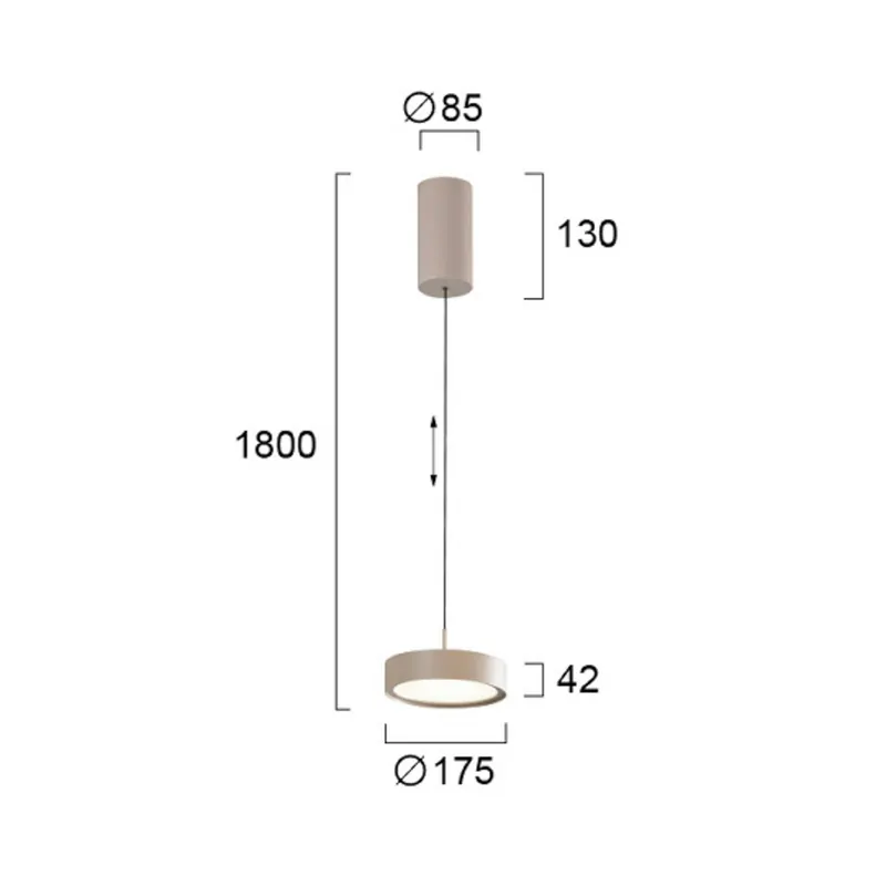 Żyrandol LED Denver, Ø 17 cm, kolor beżowy, metal