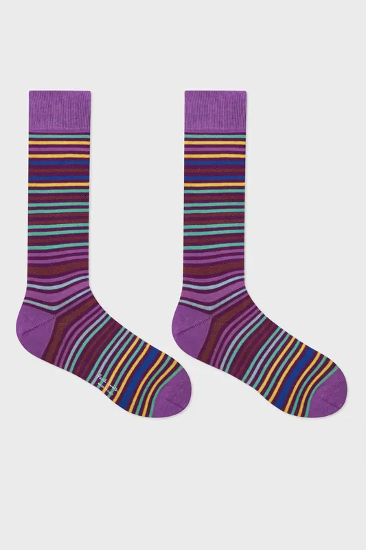 Paul Smith Men Sock Gavin Stripe Dark Violet Maat: OS | Sokken Outlet | Heren | Paars
