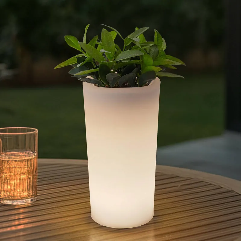 Akumulatorowy wazon na kwiaty LED Florista, RGB, IP54, Ø 12 cm, biały