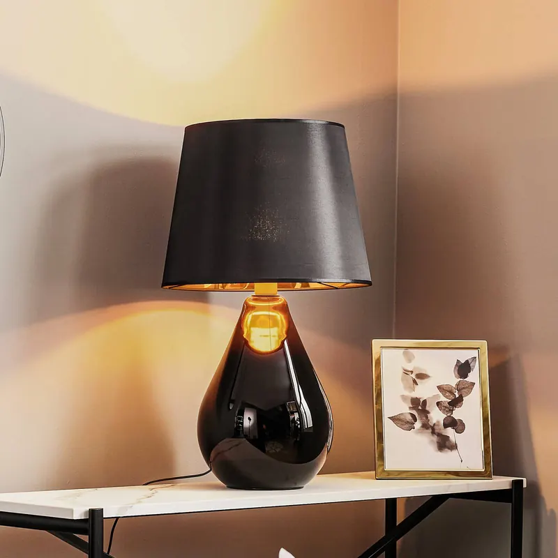 Lampa stołowa Lacrima, czarna/złota