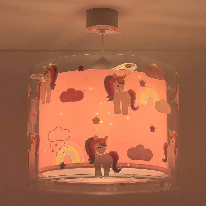 Lampa wisząca dziecięca Dalber UNICORNS, różowa