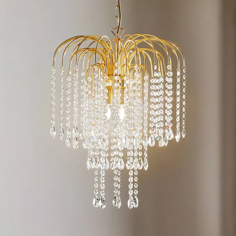 Żyrandol Pioggia z kryształowym deszczem Ø40cm złoty