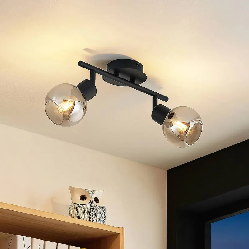 Lindby Eridia Reflektor sufitowy, czarny, 2-punktowa.