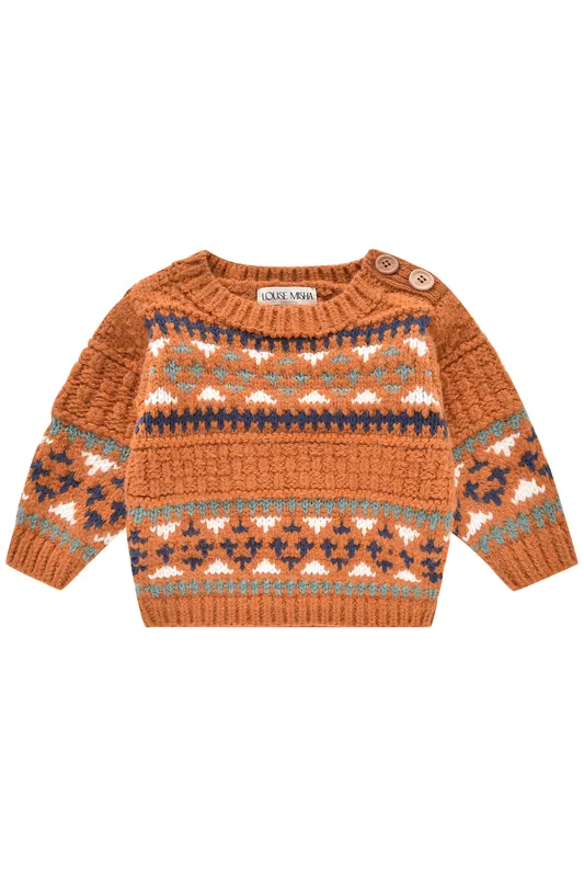 Louise Misha Jumper Cosmo Cinnamon Maat: 18M | Truien Outlet | kids | Bruin