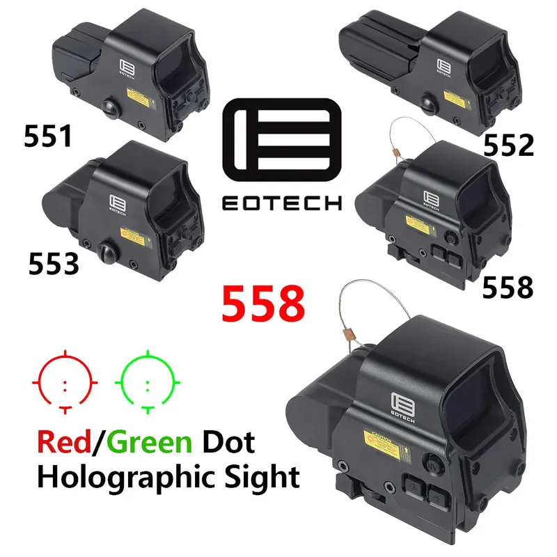 Celownik holograficzny Eotech 551 552 553 558, celownik kolimatorowy czerwony/zielony, celownik optyczny do polowań, luneta celownicza, kolimator do airsoftu, szyna 20mm