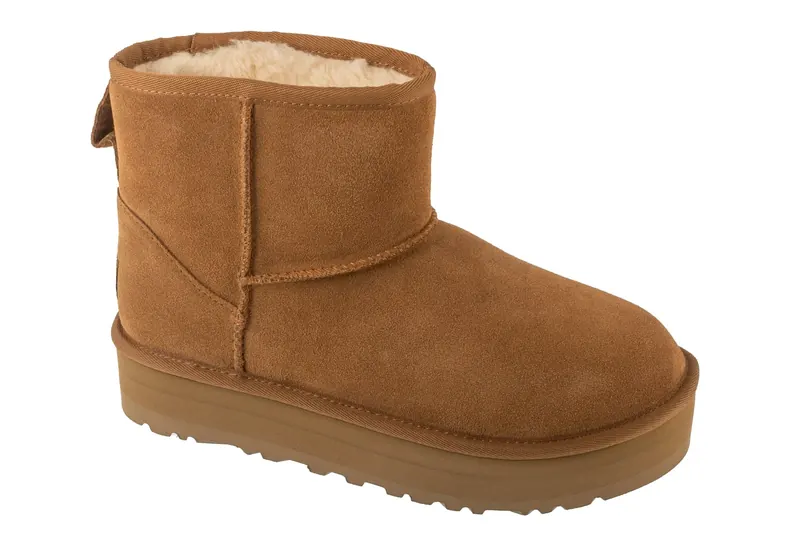 UGG Kids Classic Mini Platform 1143700K-CHE, Dla dzieci, Brązowe, buty zimowe, skóra zamszowa, rozmiar: 33,5