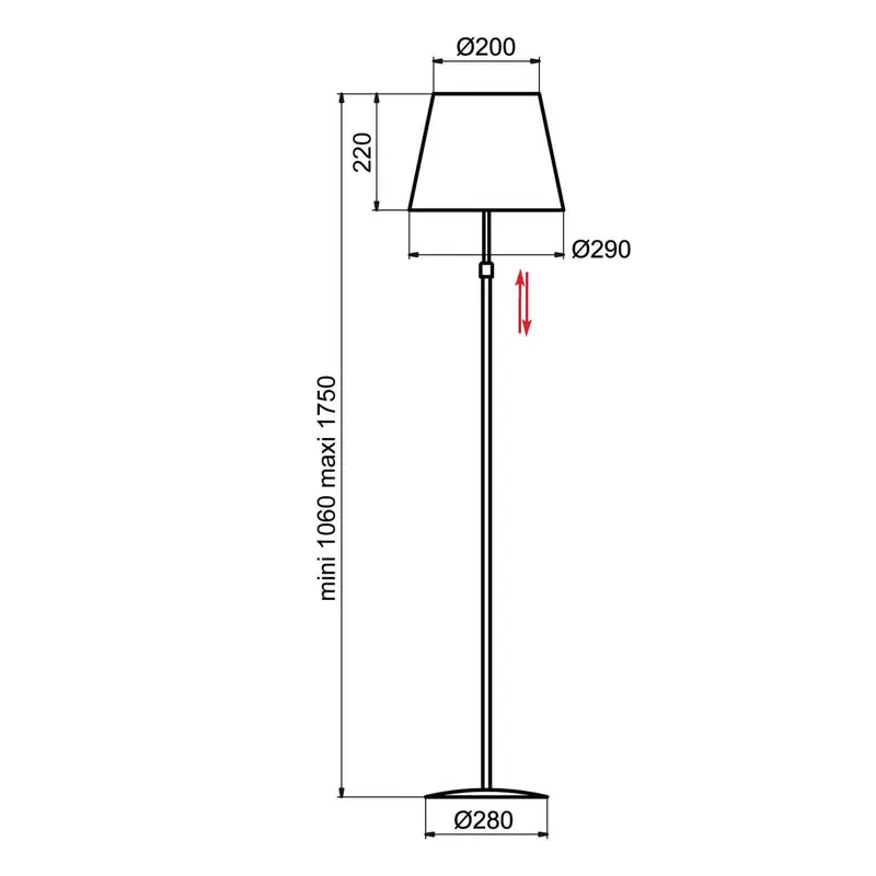 Aluminor Store lampa stojąca, aluminium/czerwona
