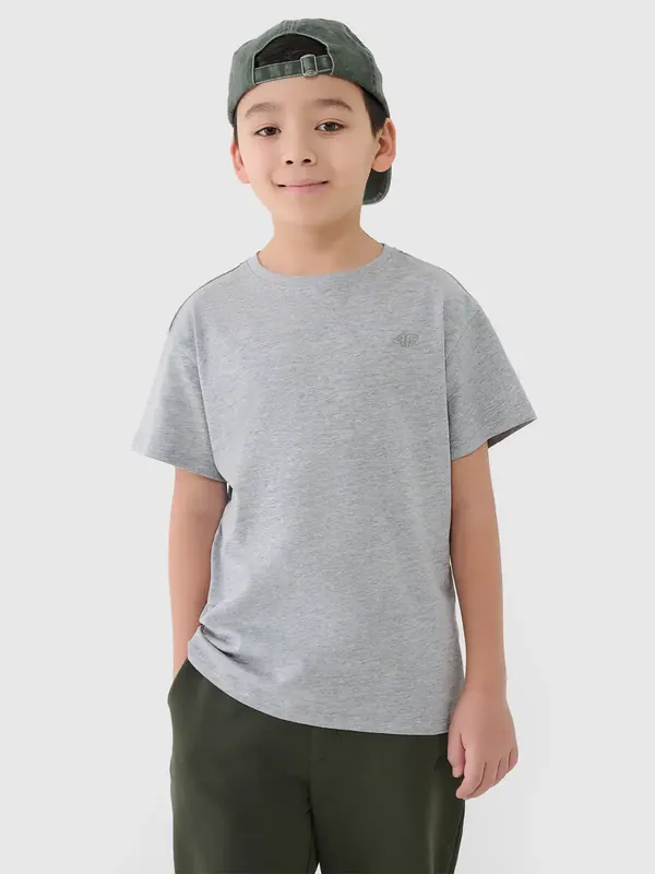 4F koszulka bawełniana t-shirt dla chłopca 4FJWMM00TTSHM2330 biała (146)