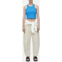 Closed Cropped Racer Top T-shirts Lake Blue Maat: XS | Mouwloze Tops Outlet | Dames | Blauw