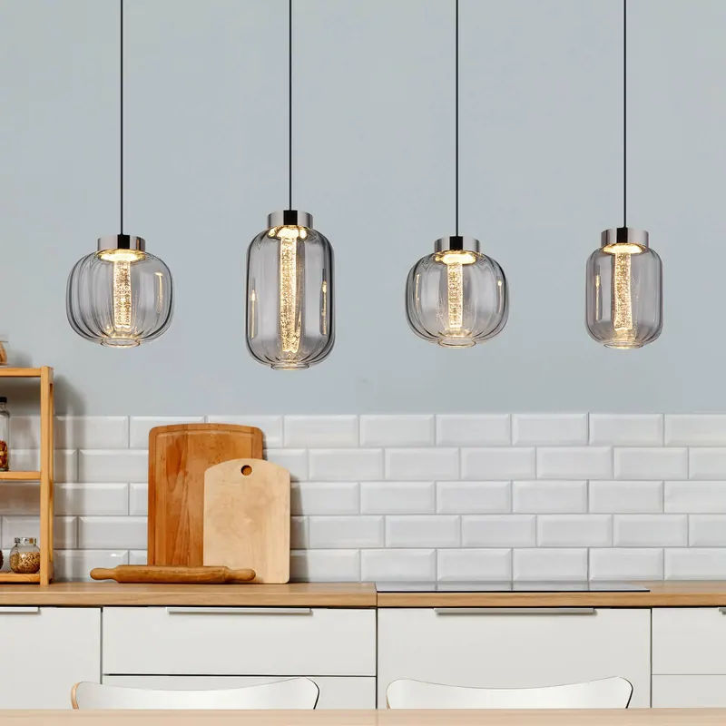 Lampa wisząca Fluoro LED, dymny szary, długość 120 cm, 4-punktowa.