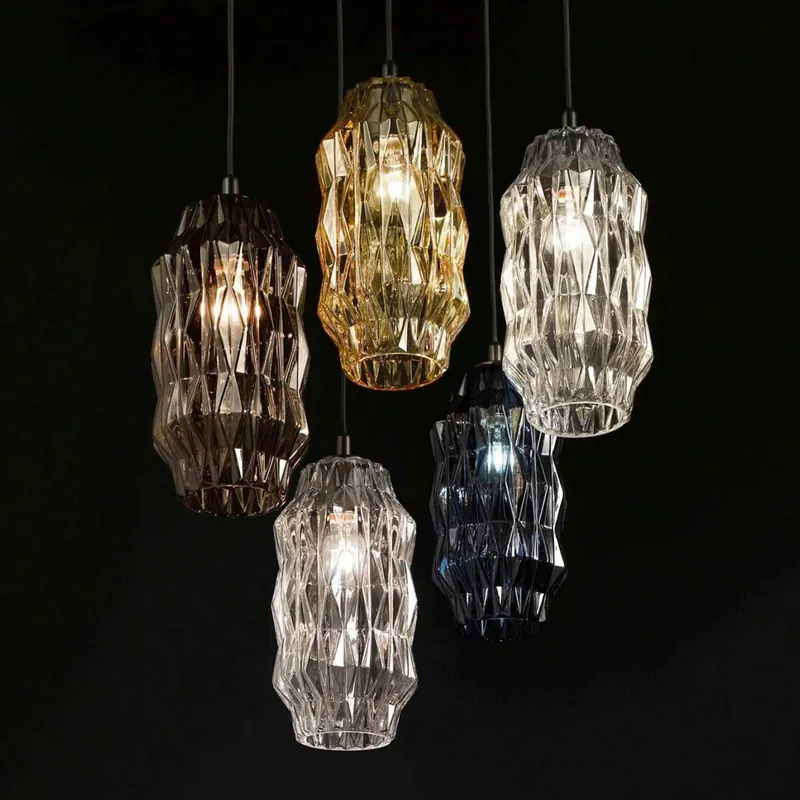 Lampa wisząca Origami wykonana ze szkła, niebieska
