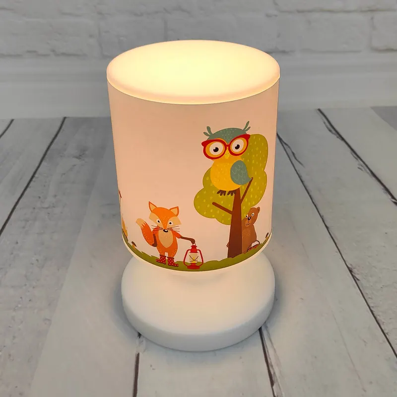 Lampa stołowa LED Leśne zwierzęta, USB, IP44