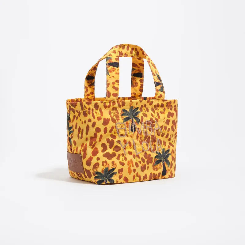 Torebka mini nylon Leopard palms żółta
