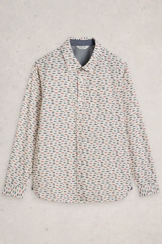 White Stuff Multi Fish Printed Shirt White Print Maat: S | Casual Overhemden Outlet | Heren | Wit