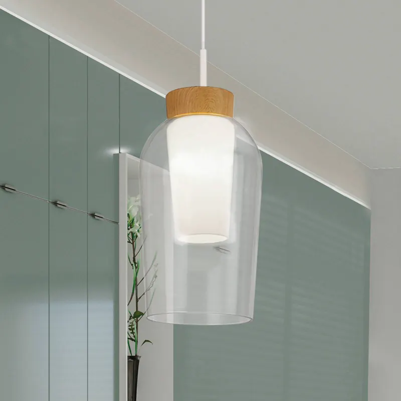 Lampa wisząca Nora, 1-punktowa, biała, przezroczysta, szklana