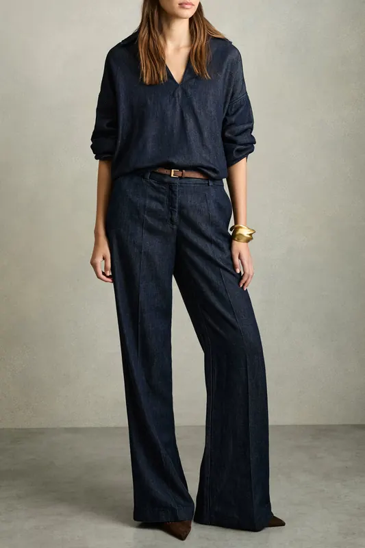 Reiss Denim Overshirt Indigo Maat: XL | Overhemden Outlet | Dames | Blauw