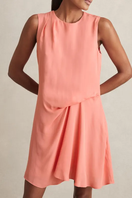 Reiss Short Drape Dress Coral Maat: 6 | Mini Jurken Outlet | Dames | Blauw