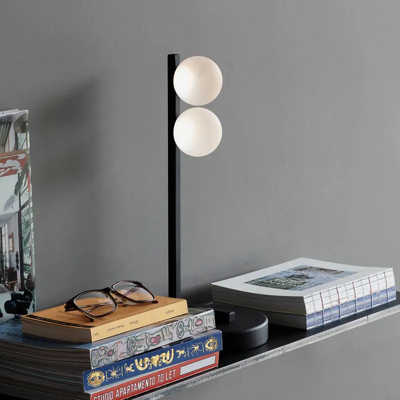 Lampa stołowa IDEAL LUX Binomio, czarna, wysokość 38 cm, metalowa