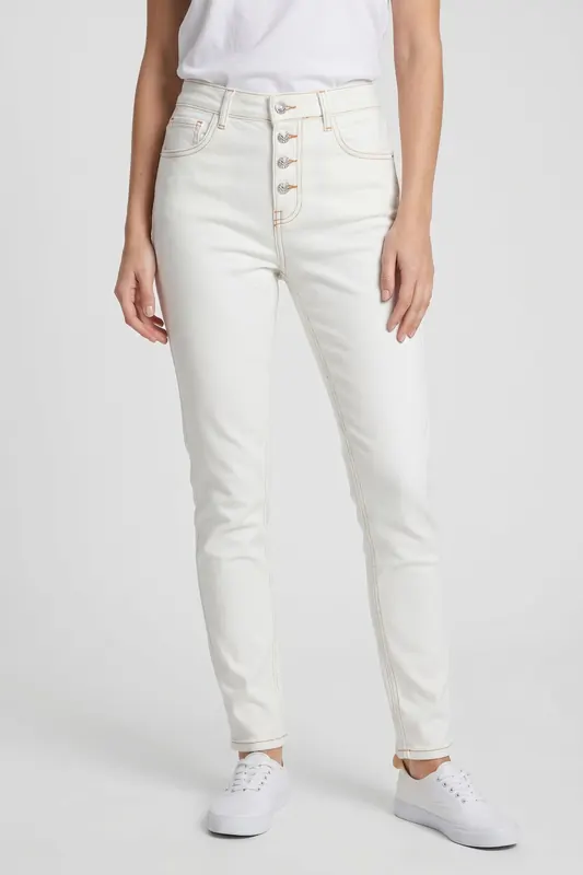 BA&SH Jean Cscott Ecru Maat: L | Skinny Broeken Outlet | Dames | Ecru