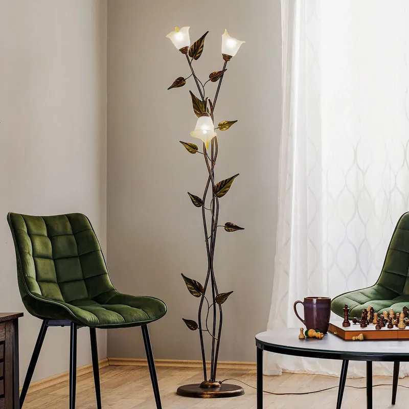 Lampa stojąca Miranda w stylu florenckim, brązowa