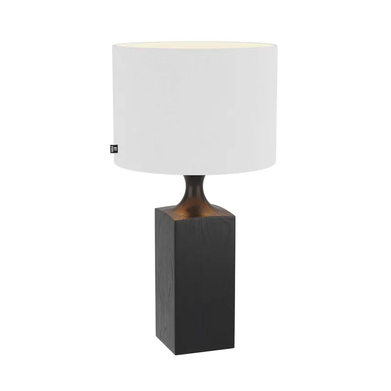 Lampa stołowa Woody marki By Rydens, wysokość 56 cm, czarno-biała, drewno
