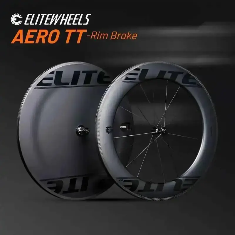 Koła ELITEWHEELS AERO-TT, karbonowe koła triathlonowe, koła do hamulców V-Brake, bezdętkowe koła typu Clincher do rowerów TT, do wyścigów.