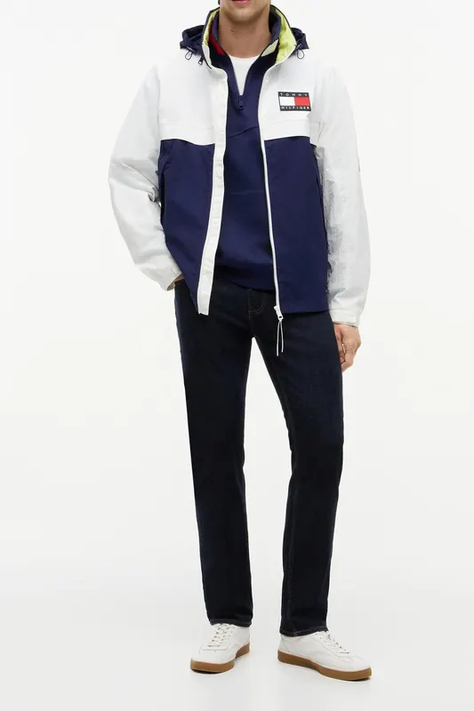 Tommy Hilfiger Unisex Us Colorblock Ecru/yale Navy Maat: S | Lichte Jassen Outlet | Unisex | Blauw