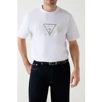 GUESS Cn Ss Embroidery Tri Pure White Maat: L | Basic T-Shirts Outlet | Heren | Wit