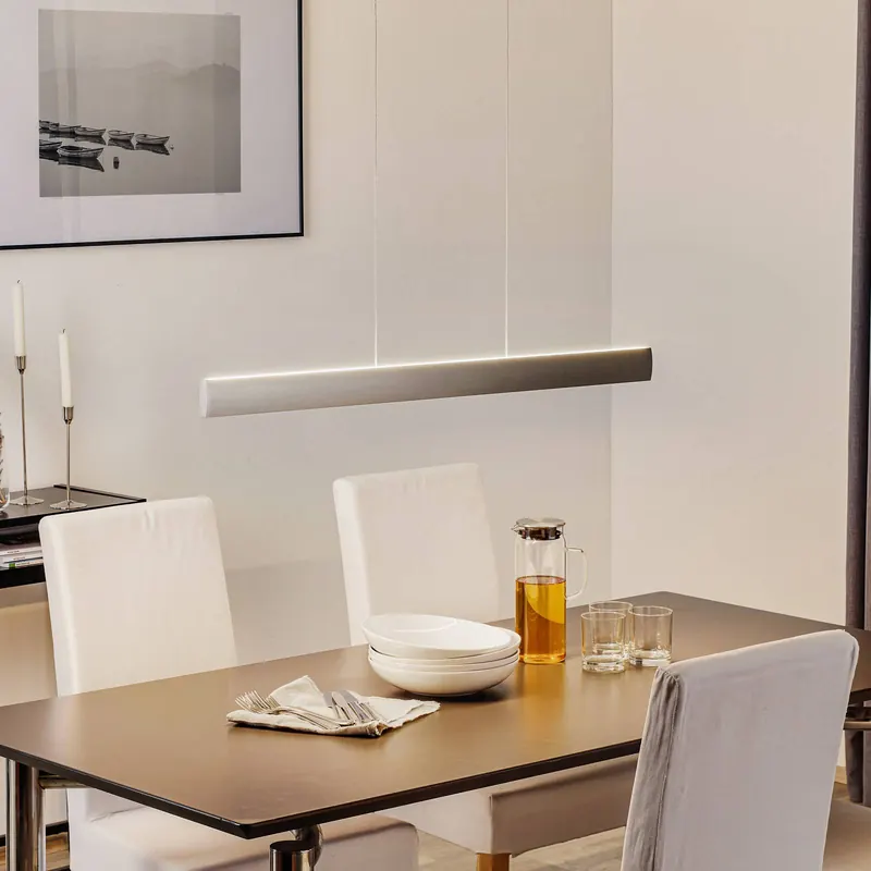 Lampa wisząca LED Runa, nikiel, długość 92 cm