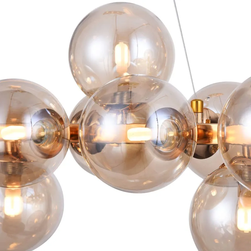 Podłużna lampa wisząca Dallas, złote kolory