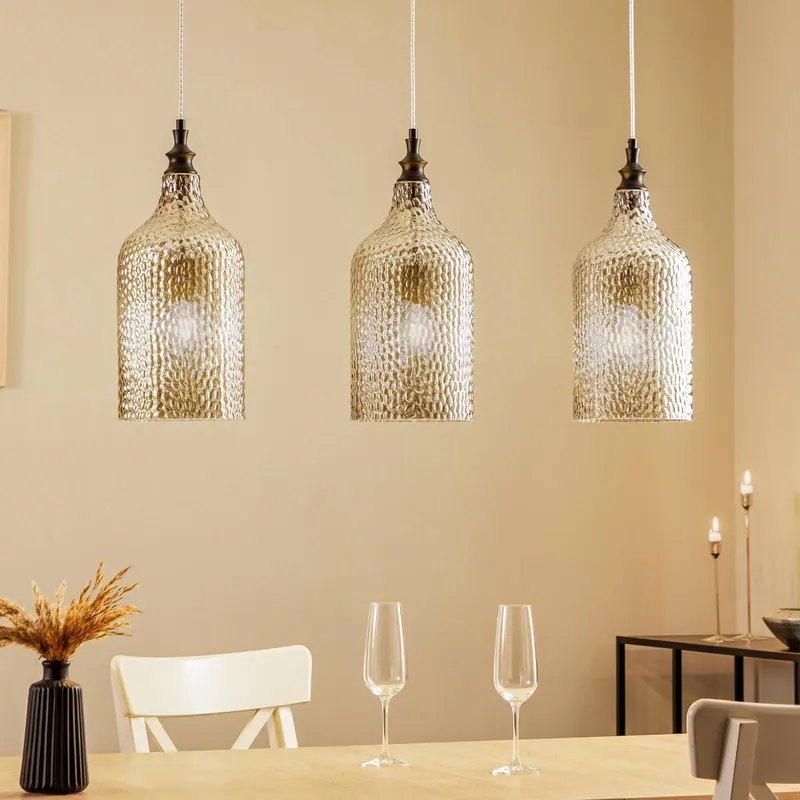 Lampa wisząca Drakar, 3-punktowa, szary, szkło, Ø 19,5 cm