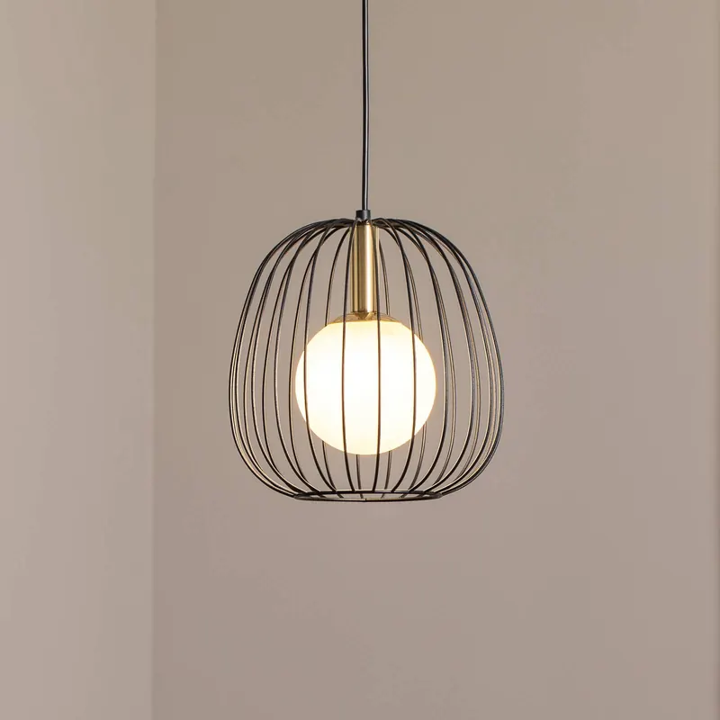 Żyrandol Bell S, Ø 24 cm, 1-punktowa, czarny/złoty/biały