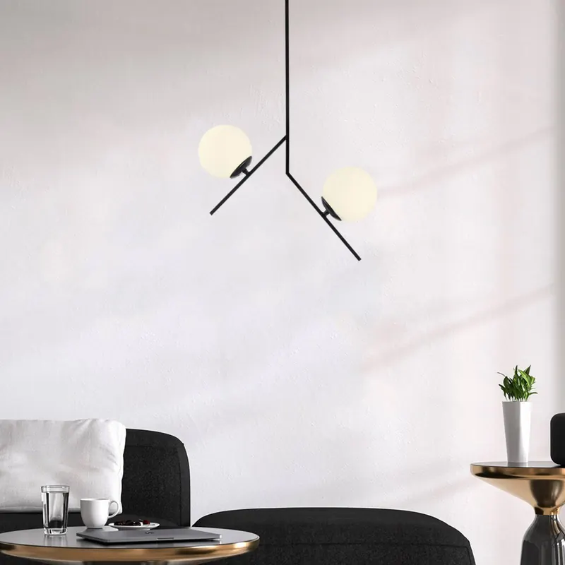 Lampa żyrandol Dolunay 144-AV czarna dwa szklane klosze