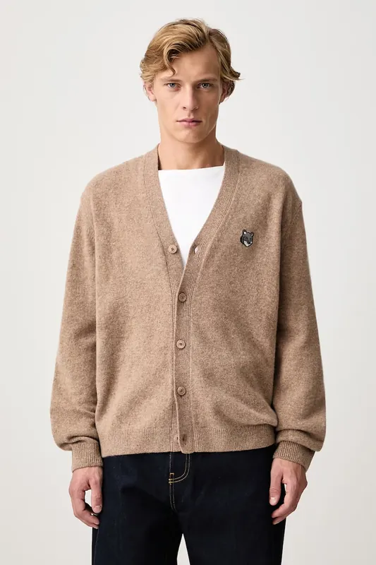 Maison Kitsuné Fox Head Lambwsool Comfort kardigan wełniany męski