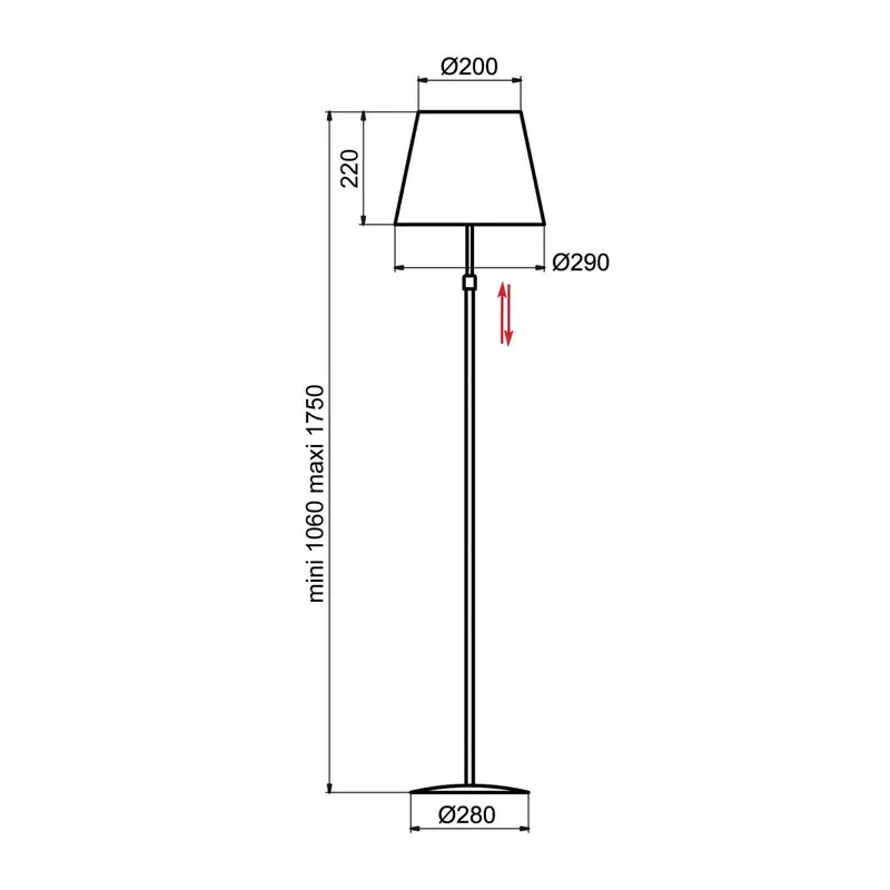 Aluminor Store lampa stojąca, chrom/czarna