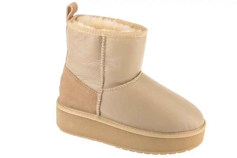 EMU Australia Stinger Mini Flatform Leather W13189-SAND, Damskie, Czerwone, buty zimowe, skóra zamszowa, rozmiar: 38