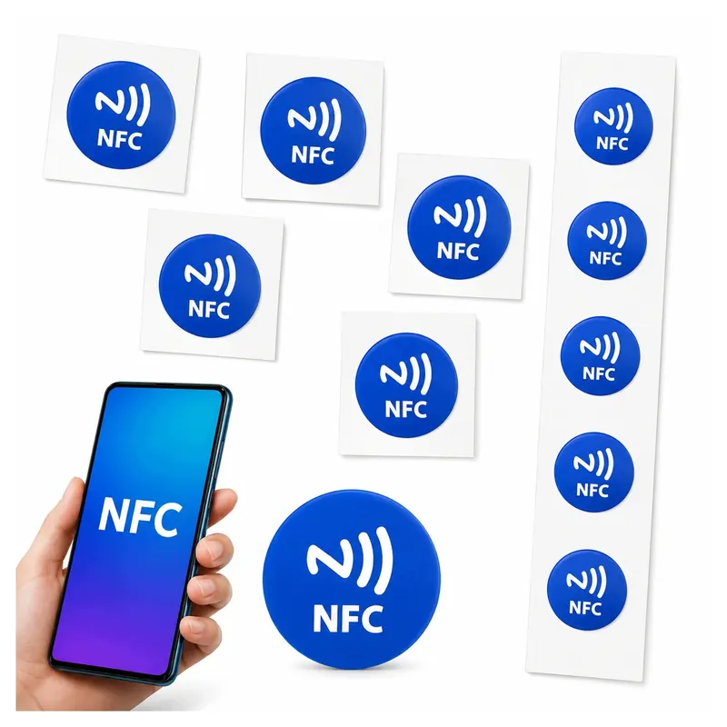 10x Tag Nfc NTAG215 13.56MHz 540B Naklejka Rfid Programowalna Niebieska