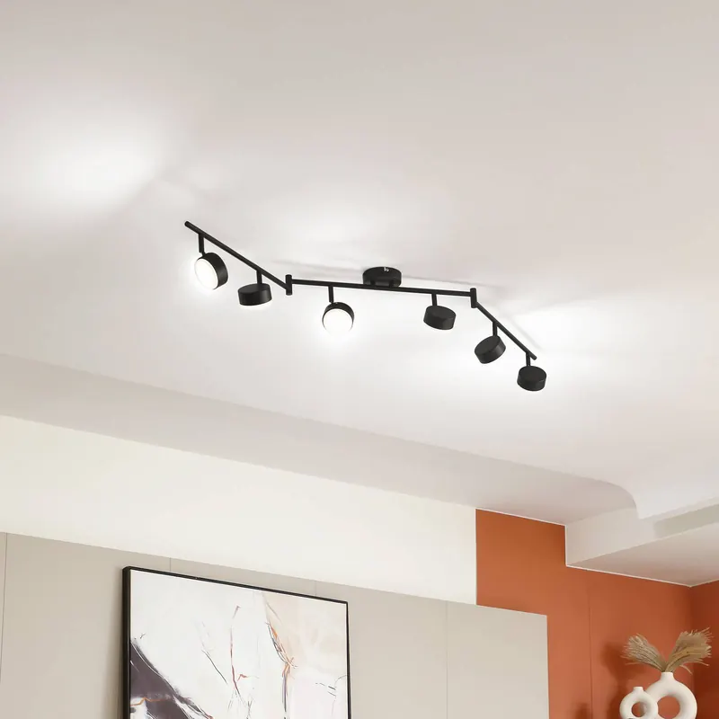 Lampa sufitowa Lindby Jyla, 6-punktowa, czarna matowa