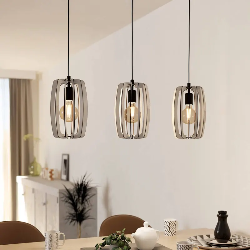 Lampa wisząca Bajazzara trzy klosze klatka kolor piaskowy