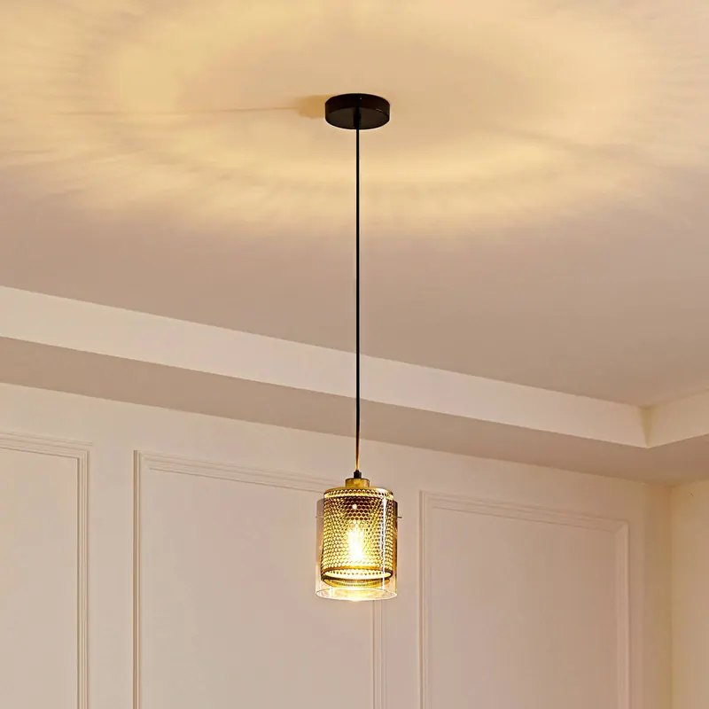 Lampa wisząca Sterzy Lucande, Ø 15 cm, szara, szkło, E27