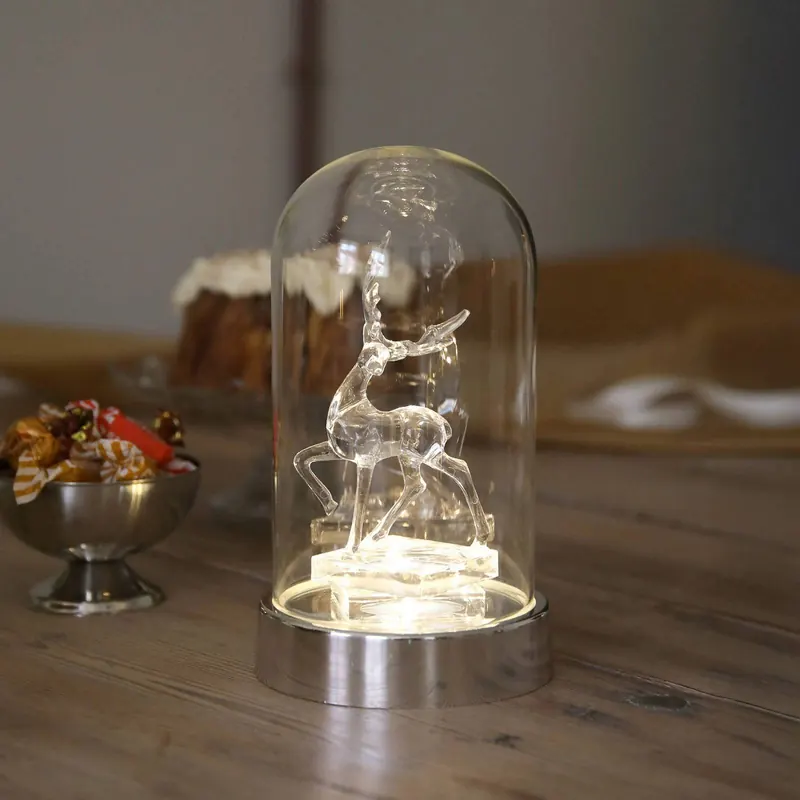 Oświetlenie dekoracyjne LED Isla, chrom/przezroczysta, renifer, wysokość 20 cm