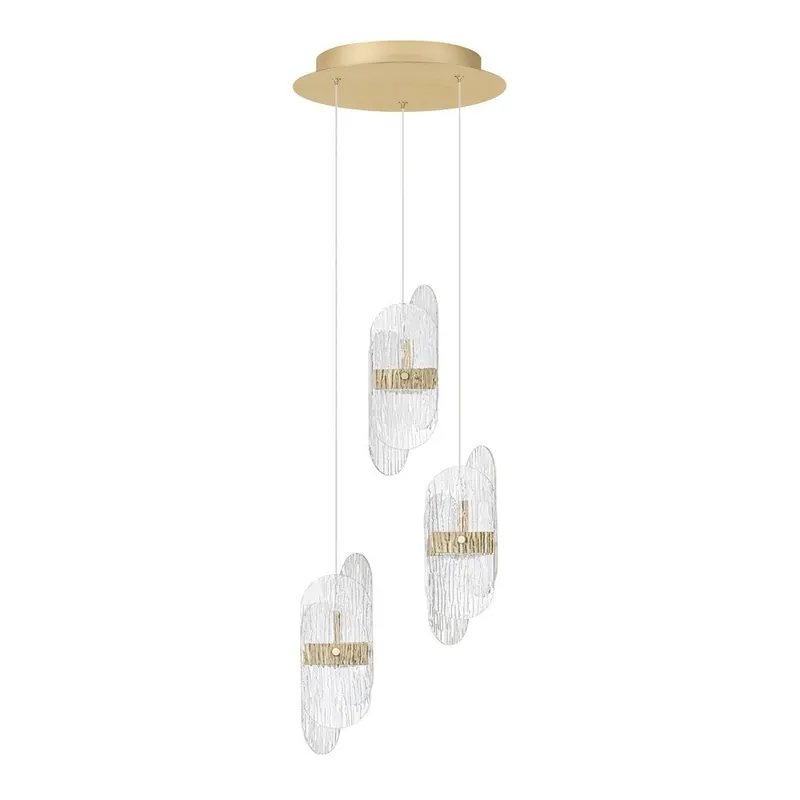 Metalowa lampa wisząca LED ze ściemniaczem w kolorze mosiądzu ze szklanym kloszem ø 32 cm Lucien – Nova Luce